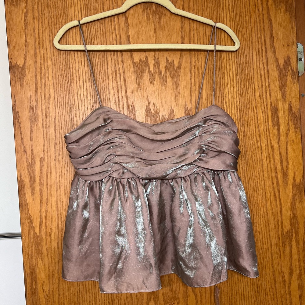 Reformation Brown Satin Camisole Top